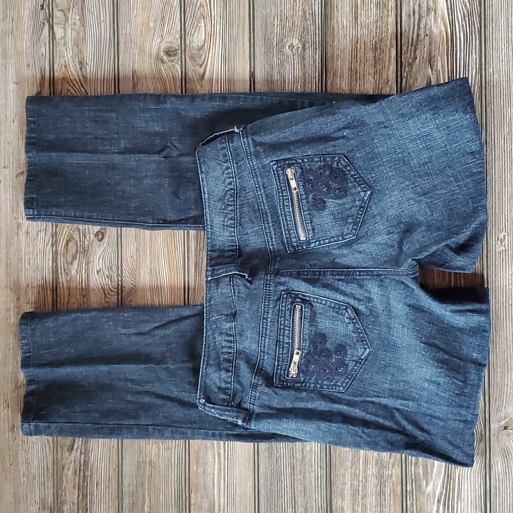Apt. 9 Embroidered Straight Leg Jeans Blue Size 6